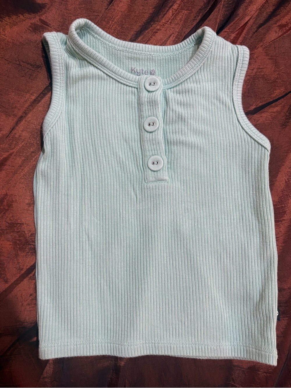 Kyte BABY Pale Mint Ribbed Tank with Button Placket